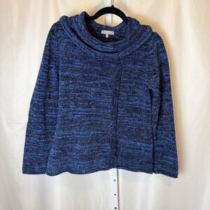 Habitat Clothes To Live In Textured Funnel Neck Sweater Blue Multi Knit Small